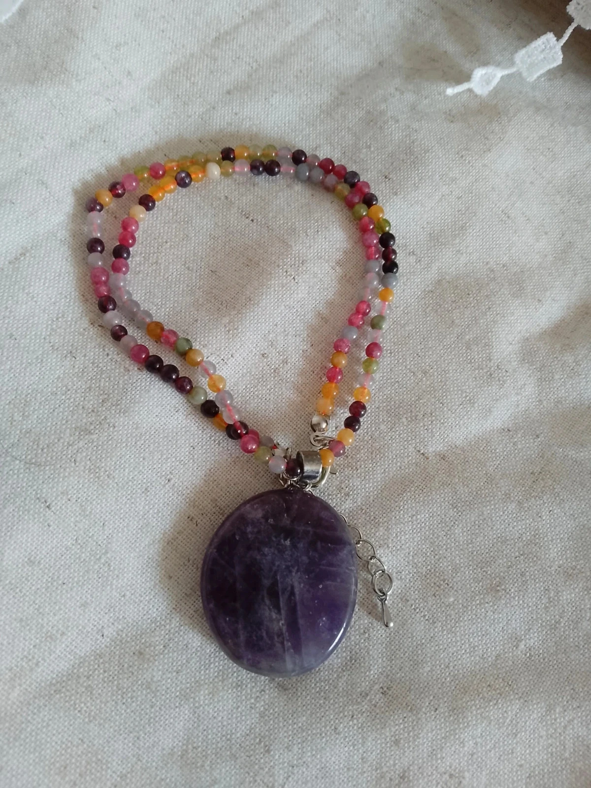 Necklace with natural stones and amethyst pendant – photo 3